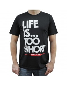 Camiseta hombre NO PAIN NO GAIN "LIFE IS TOO SHORT" unisex en algodón de color NEGRO