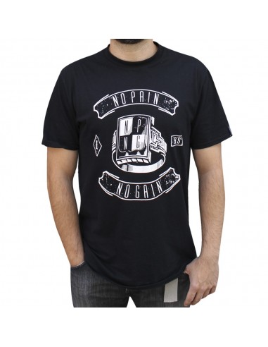 Camiseta NO PAIN NO GAIN "RING" unisex, en algodón color negro