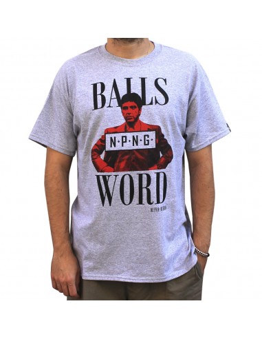 Camiseta hombre NO PAIN NO GAIN "MY BALLS AND MY WORD" en algodón, color gris